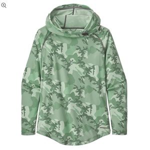 Patagonia Women's Tropic Comfort Hoodie Green Camo Lightweight Size Medium